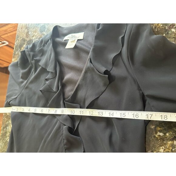 Vintage Patra Evening Ruffled Wrap Blouse Sheer Long Sleeves Size 12 NWT Goth - Picture 8 of 13